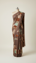 Crepe saree with bold plum print